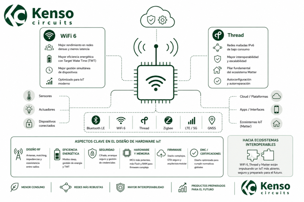 Esquema articulo WiFi 6 y Thread en dispositivos IoT: qué cambia para el hardware