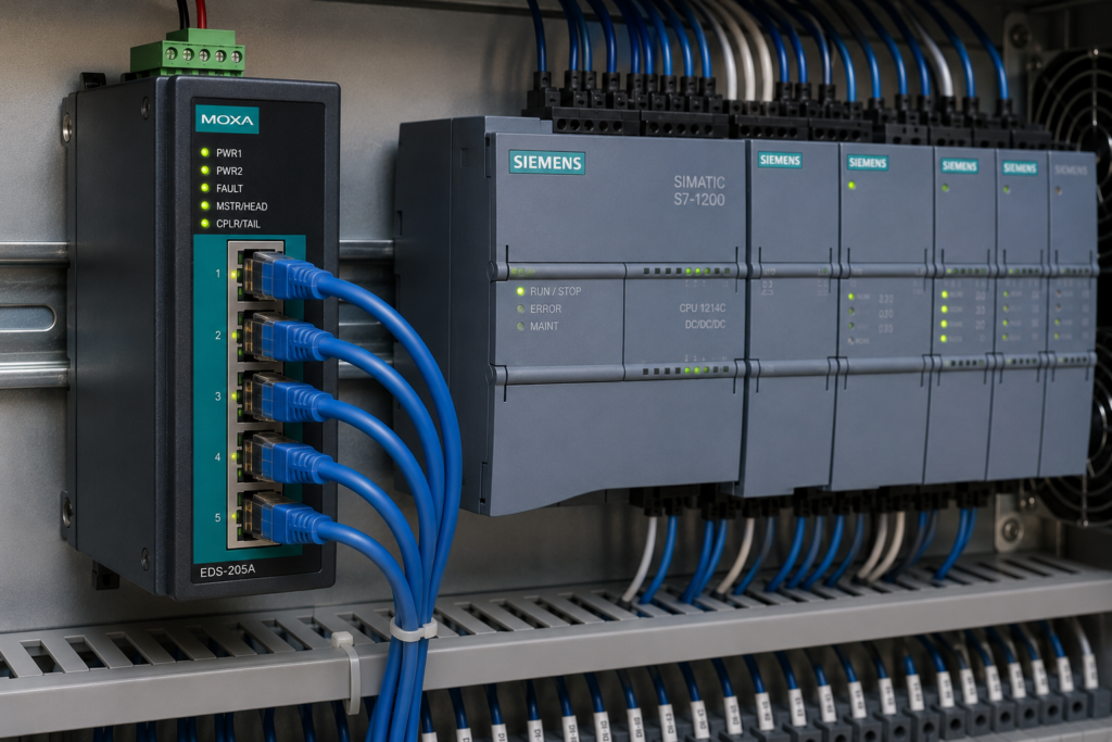 Ejemplo de dispositivo industrial conectado mediante Ethernet