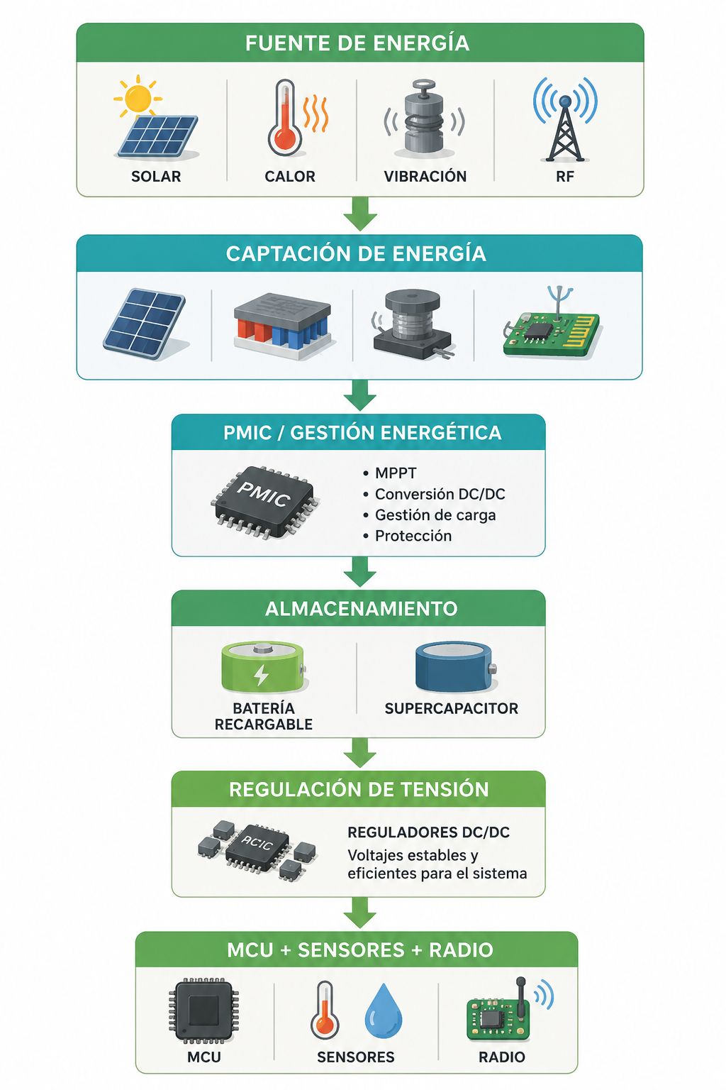 Esquema Energy Harvesting flujo de aprovechamiento
