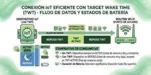 Imagen de cabecera para articulo ¿Qué es Target Wake Time (TWT) y cómo reduce el consumo energético en dispositivos IoT?