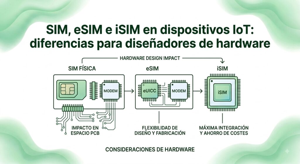 Imagen de cabecera para articulo SIM, eSIM e iSIM en dispositivos IoT: diferencias para diseñadores de hardware